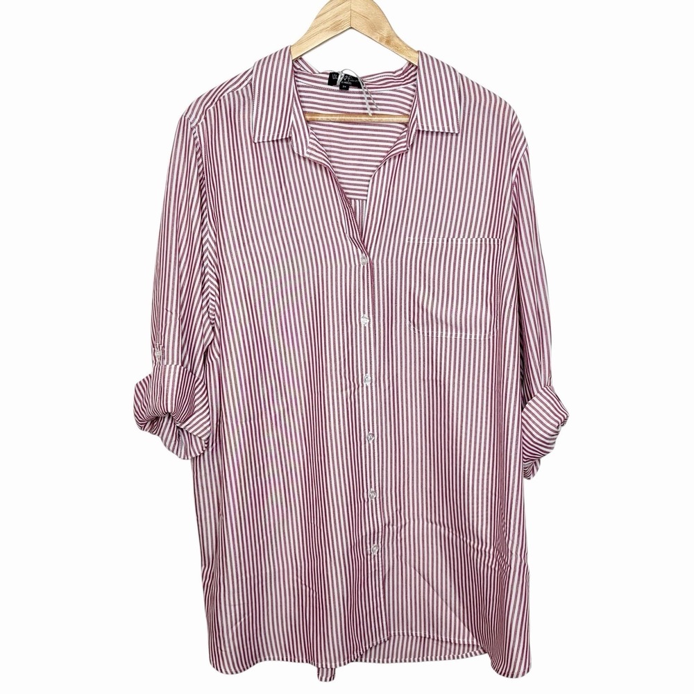 Velvet Heart Striped Button Up Shirt Red White Womens Size 2X Nautical Preppy